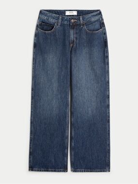 Hollister Curvy Mid-Rise Dark Wash Baggy Jeans